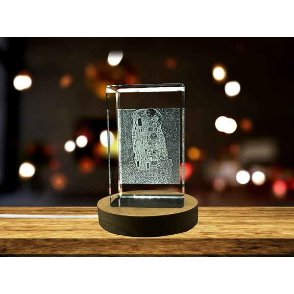 The Kiss 3D Engraved Crystal Decor