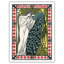 The Kiss - Bradley: His Book - Woman with Peacock - Vintage Art Nouveau Poster by William Bradley c.1896 - Master Art Print (Unframed) 9in x 12in