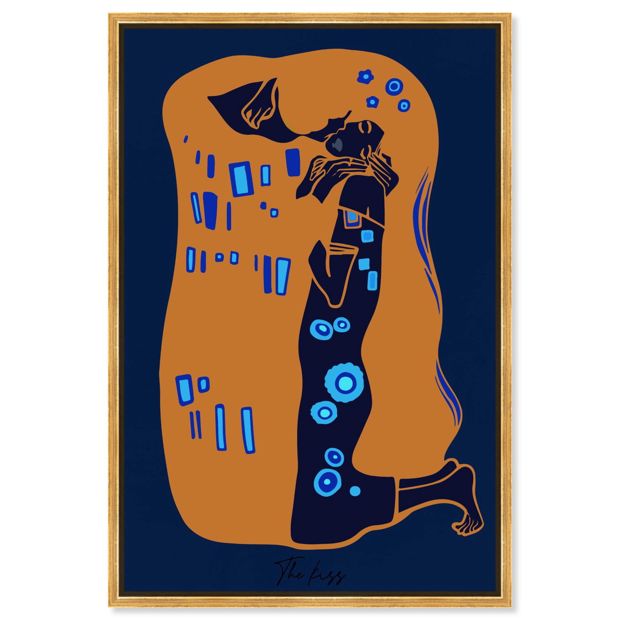 The Kiss Canvas Retro Posters by Art Remedy, Gold Frame, 20 x 30 ...