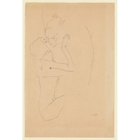 The Kiss Poster Print by Egon Schiele - Austrian Tulln 1890 1918 Vienna - 18 x 24