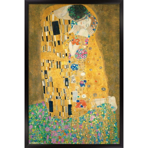 The Kiss by Gustav Limt Wall Poster, 14.725" x 22.375", Framed