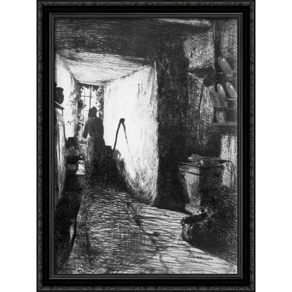 The Kitchen 28x36 Large Black Ornate Wood Framed Canvas Art by James Abbott McNeill Whistler