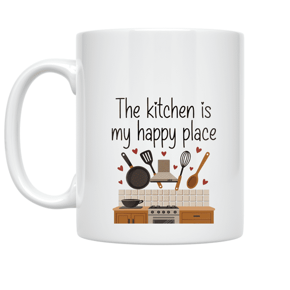 The Kitchen Is My Happy Place - Home Chef - 11 oz Ceramic Coffee Mug