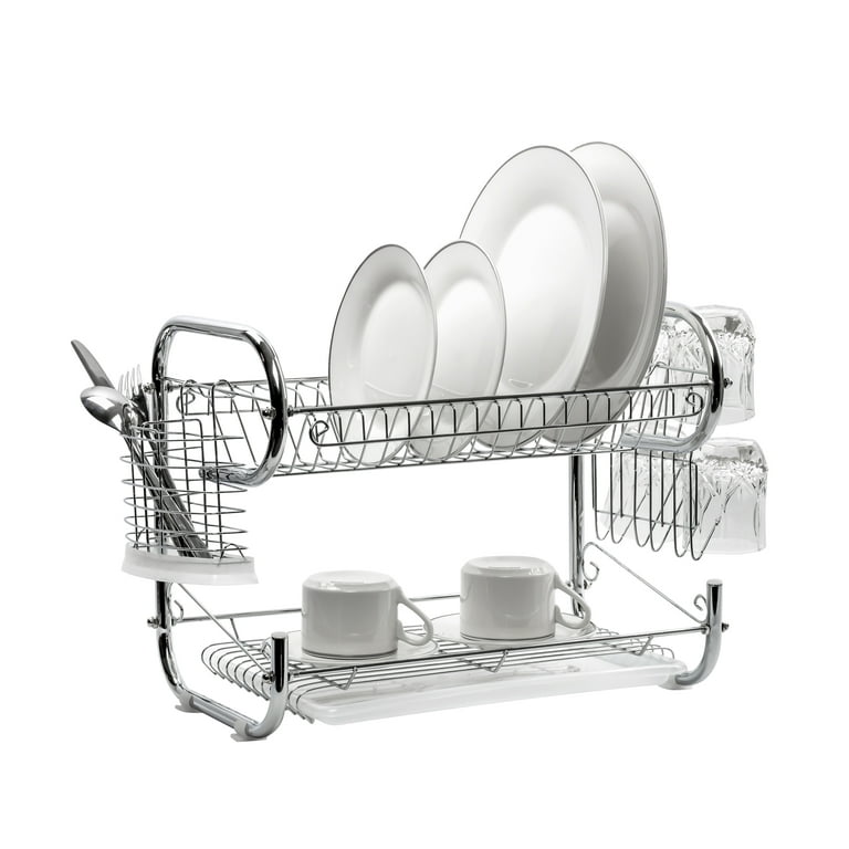 Metallic kitchen dish drying rack, kitchen dish