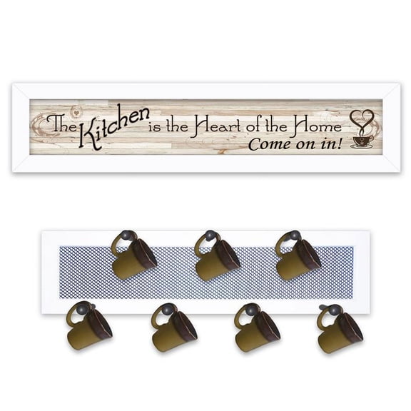 The Kitchen Vignette 2-Piece Vignette with 7Peg Mug Rack Wood Multi-Color