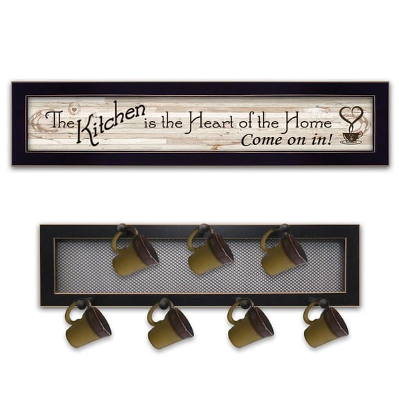 The Kitchen Vignette 2-Piece Vignette with 7Peg Mug Rack Wood Multi-Color