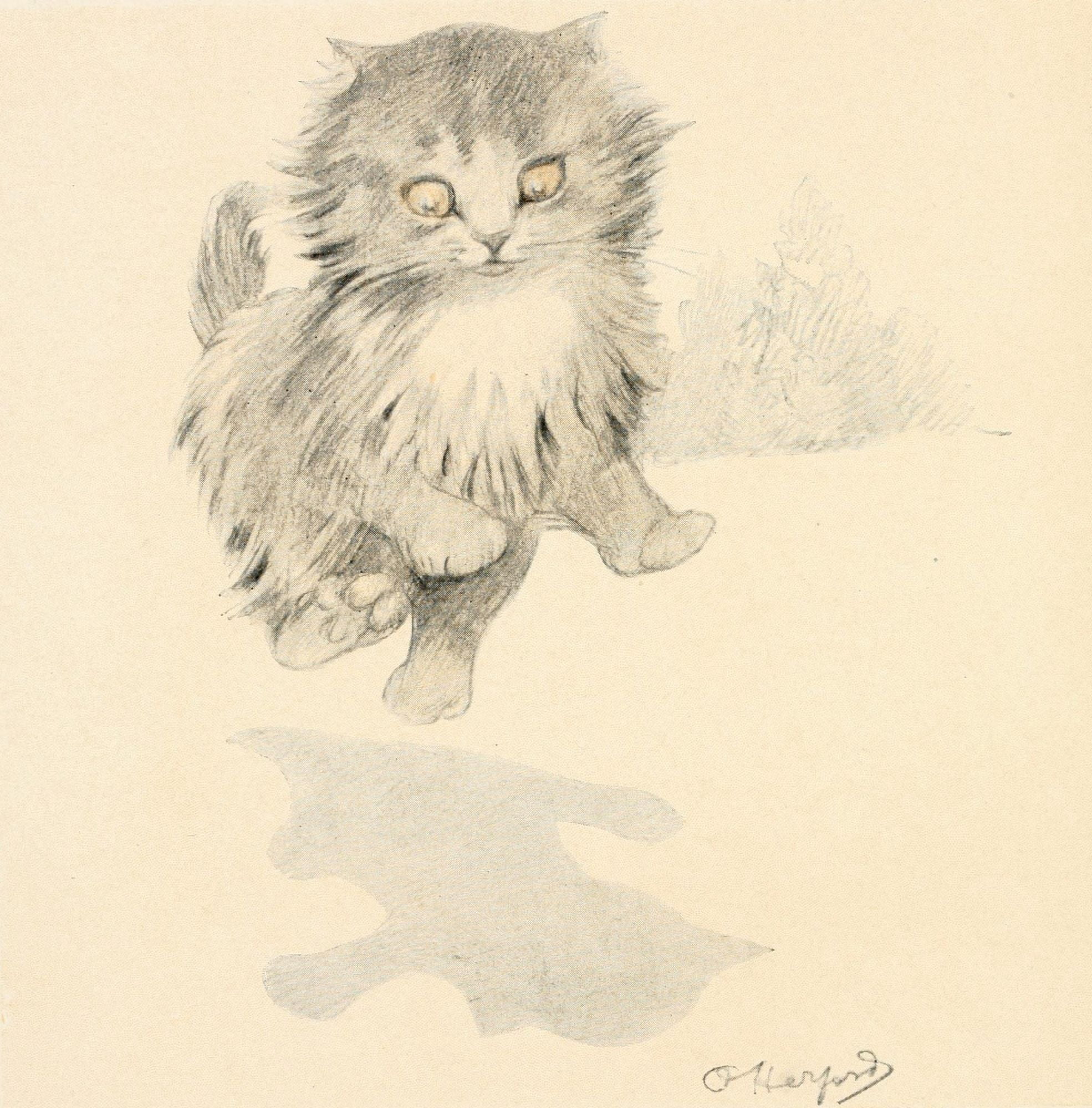 The Kittens Garden of Verses 1911 Cat shadow Canvas Art - Oliver Herford (18 x 24)