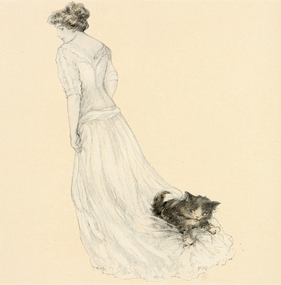 The Kittens Garden of Verses 1911 Hitching a lift Canvas Art - Oliver Herford (18 x 24)