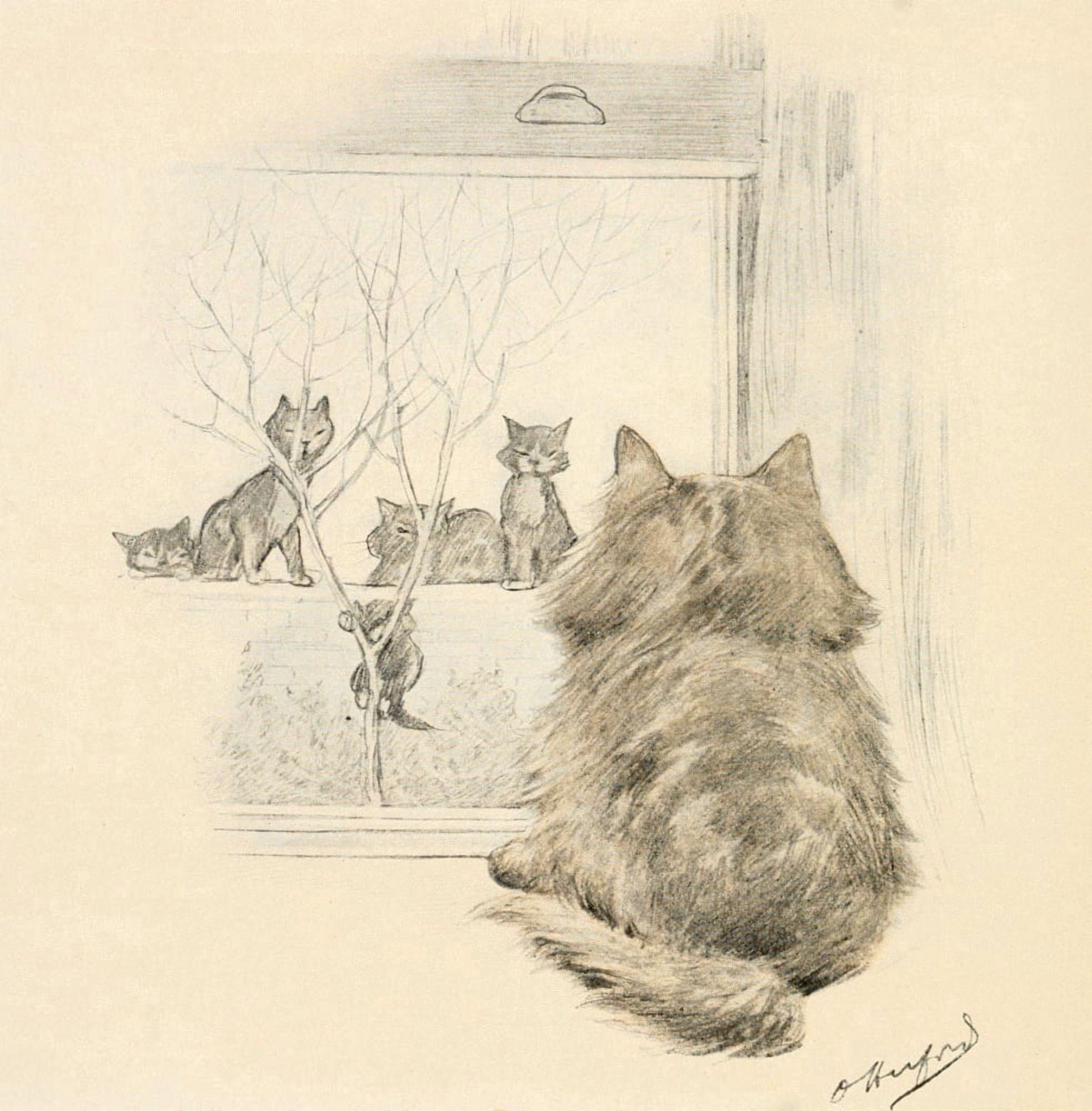 The Kittens Garden of Verses 1911 In the warm Canvas Art - Oliver Herford (18 x 24)