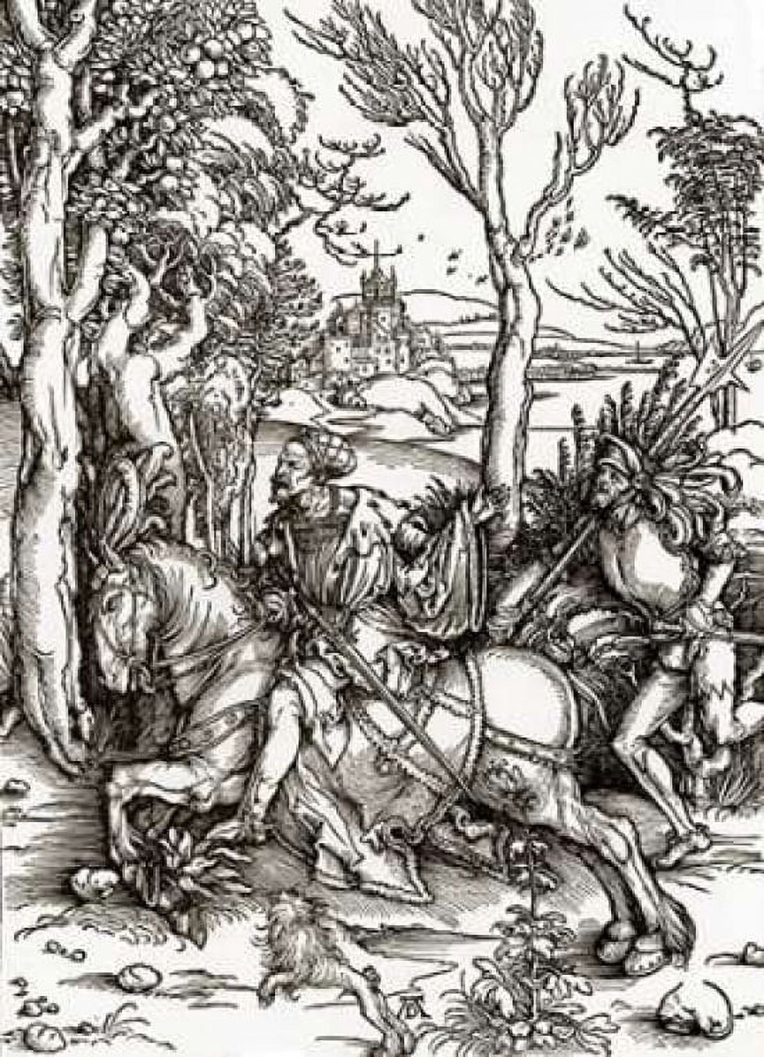 The Knight And The Landsknecht Canvas Art - Albrecht Durer (20 x 28)