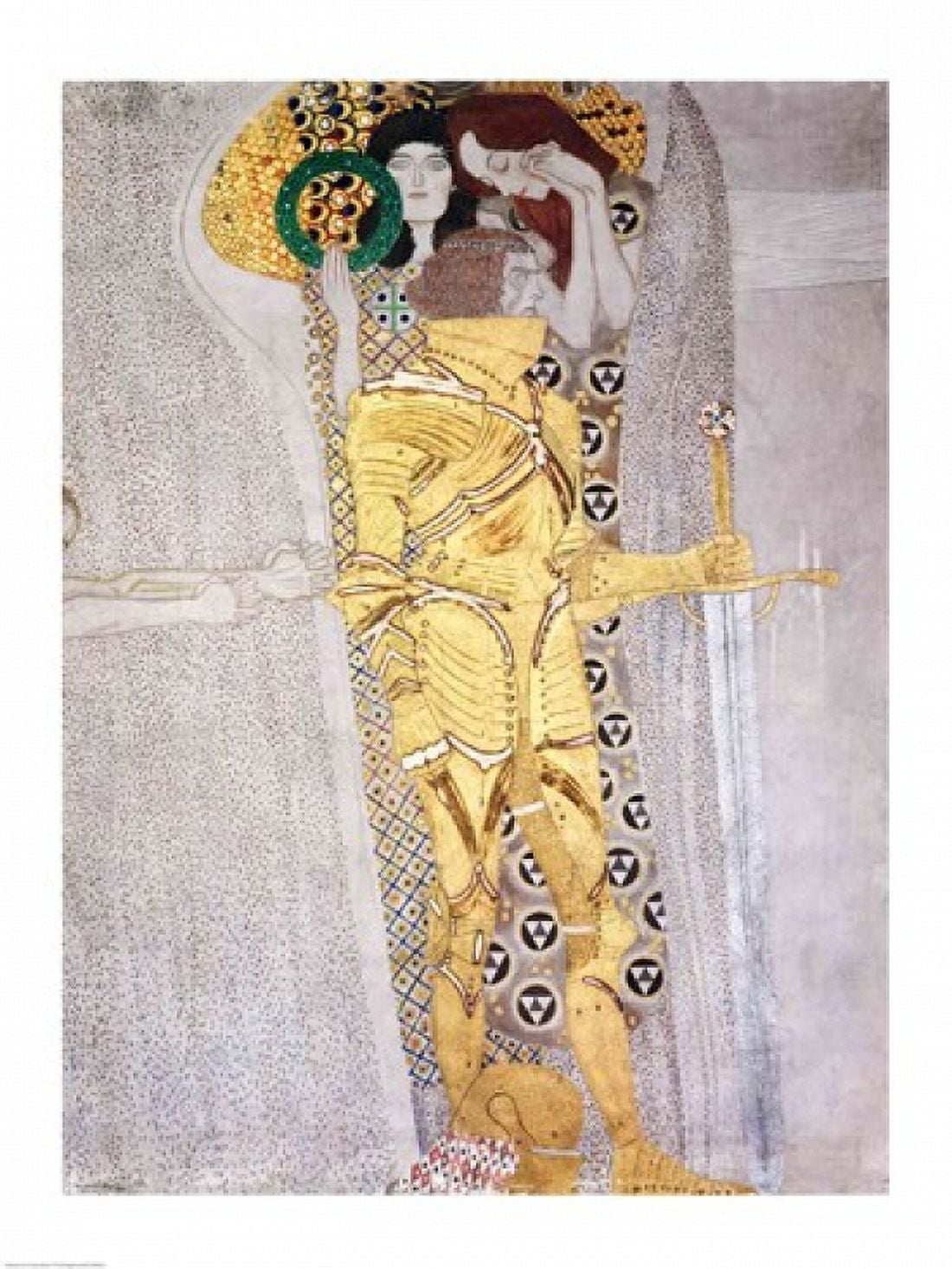 The Knight detail of the Beethoven Frieze Canvas Art - Gustav Klimt (18 x 24)