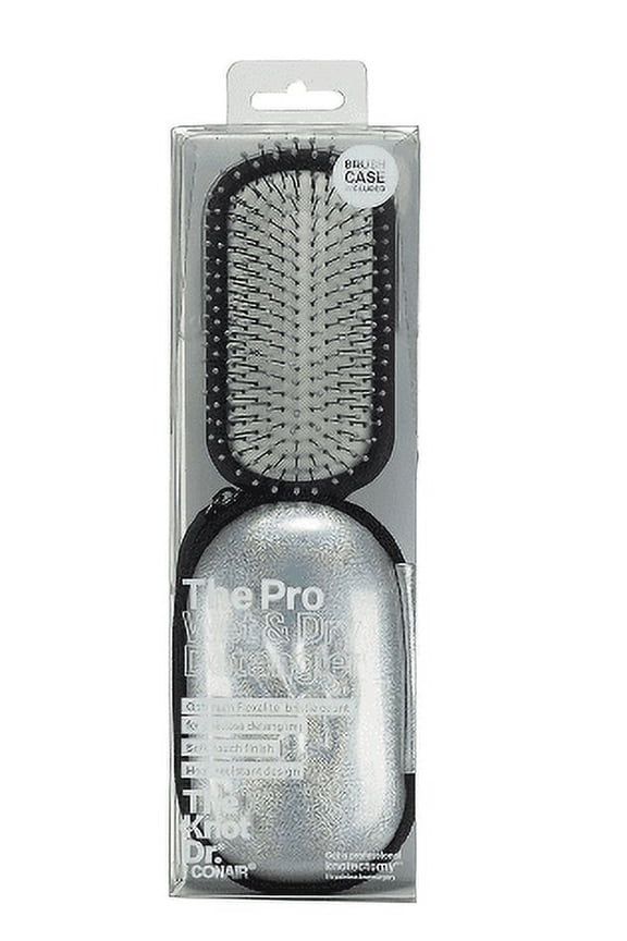 The Knot Doctor for Conair Premium Pro Detangling Hairbrush for Wet or Dry Hair in Silver, 1 Count