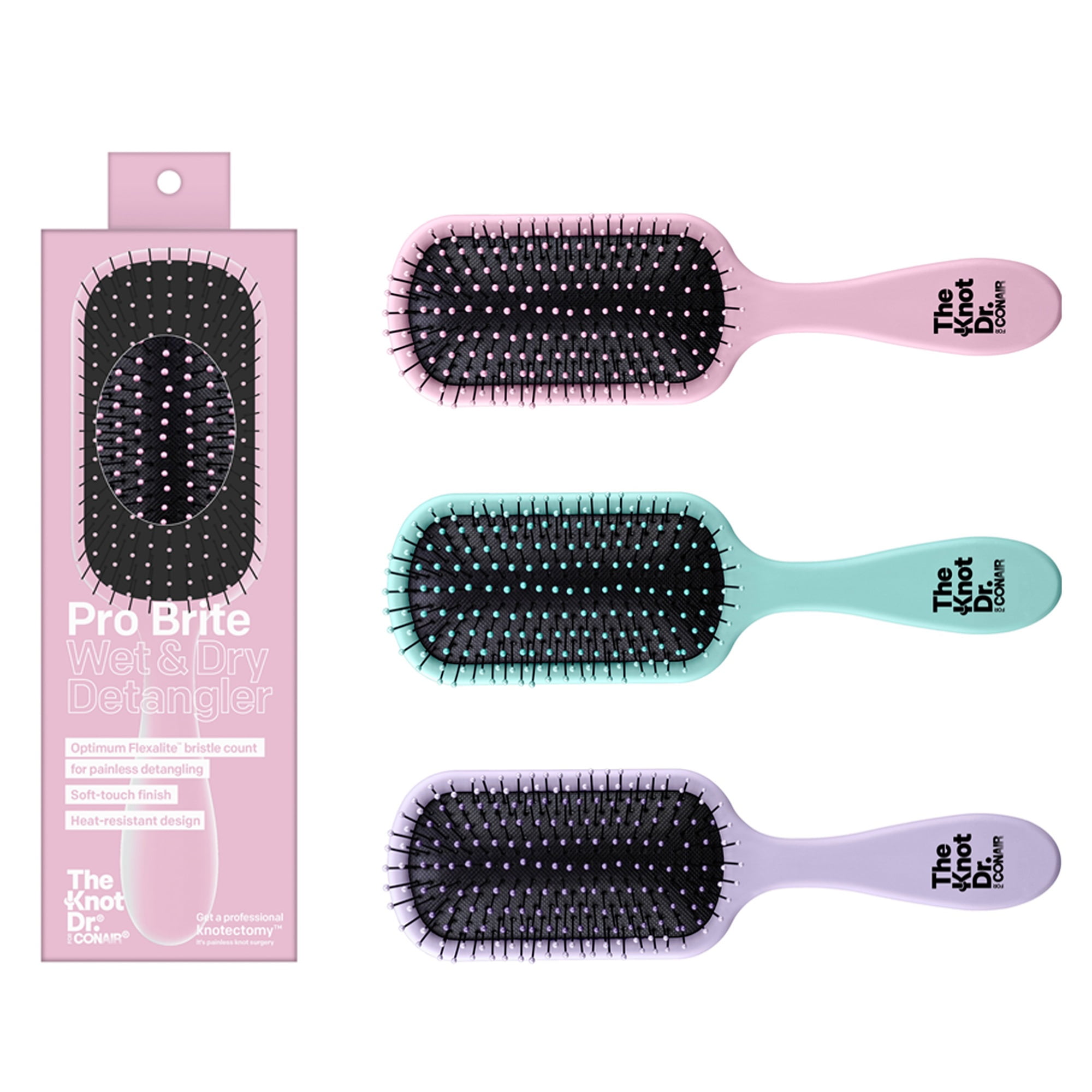 The Knot Dr. for Conair Pro Brite Wet and Dry Detangling Hairbrush