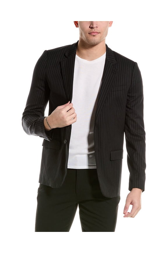 mens Wool-Blend Suit Jacket, 50, Black