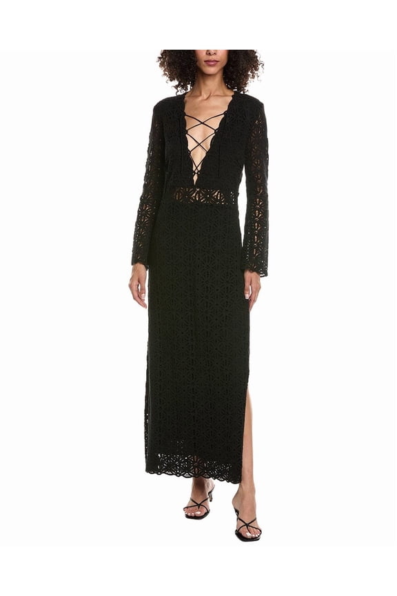 womens Crochet Maxi Dress, 0, Blue