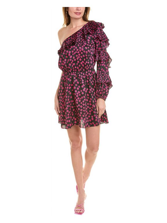 womens Daisy Dots Mini Dress, 3, Black