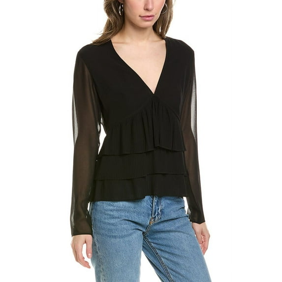 The Kooples womens Pleated Top, 4, Black