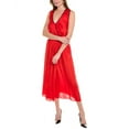 thumbnail image 1 of The Kooples womens  Surplice Faux Wrap Dress, 1, Red, 1 of 3