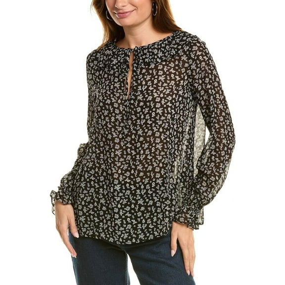 The Kooples womens  Tie Neck Blouse, 1, Black