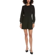 The Kooples womens Trend Leather-Trim Mini Dress, 3, Blue