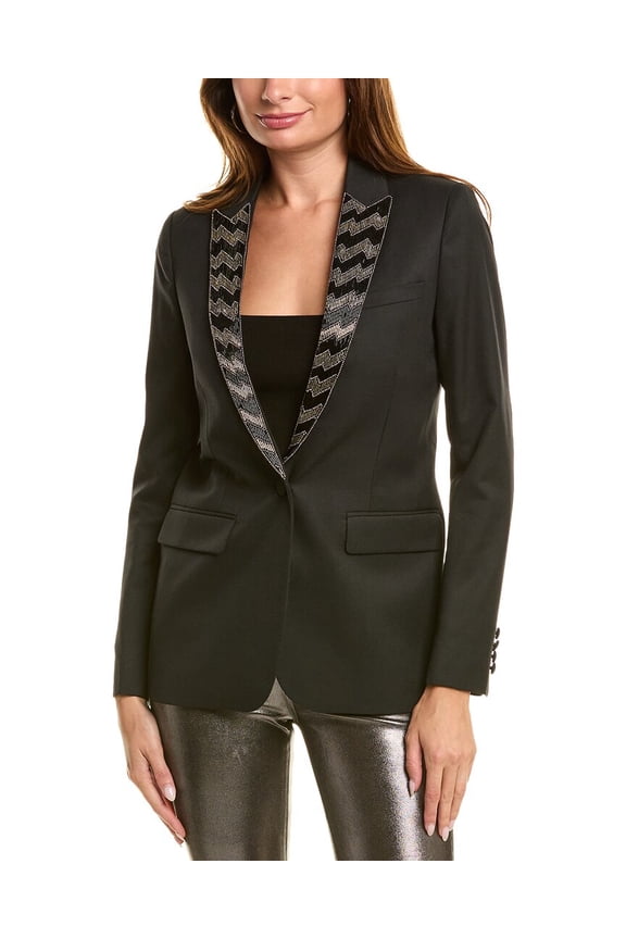 womens  Wool-Blend Blazer, 34, Black