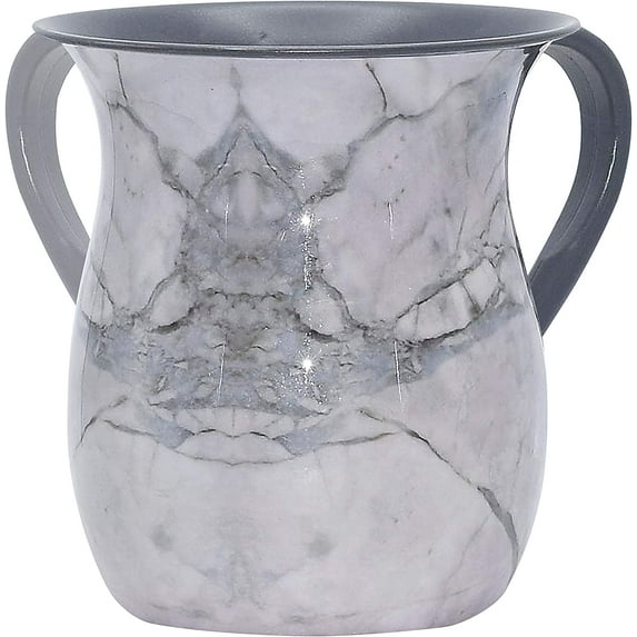 The Kosher Cook, 32 Oz White Marble Look Netilat Yadayim Cup - for Washing Ritual