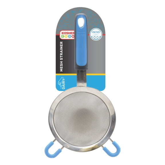 The Kosher Cook, 4" Mesh Strainer Stainless Steel - Fine Mesh, Blue