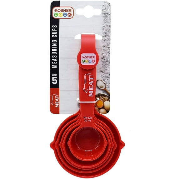 The Kosher Cook, 5 Size Colored Plastic Measure Cup Set - Red