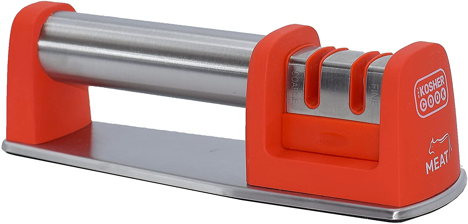 The Kosher Cook, 8.5" Kitchen Chef Straight and Serrated Knife Sharpener - Red