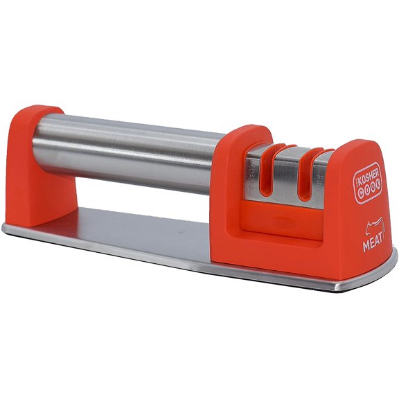 The Kosher Cook, 8.5" Kitchen Chef Straight and Serrated Knife Sharpener - Red