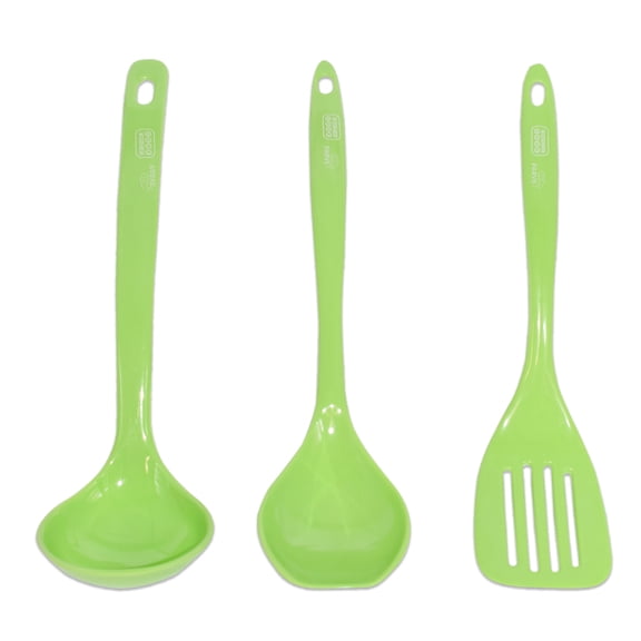 The Kosher Cook, Large Melamine Utensil Spatula Ladel and Spoon Set - Green