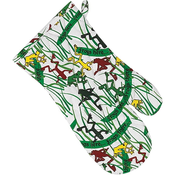 The Kosher Cook, Passover Seder Pesach Frog Print Design Oven Glove - 100% Cotton
