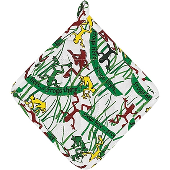 The Kosher Cook, Passover Seder Pesach Frog Print Design Pot Holder - 100% Cotton