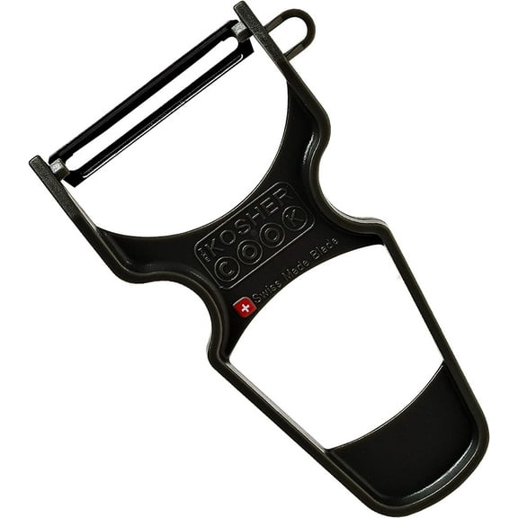 The Kosher Cook Y Swiss Vegetable Peeler, Ultra Sharp Stainless Steel Blade, Plastic Handle - Black