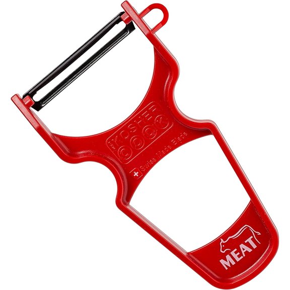 The Kosher Cook Y Swiss Vegetable Peeler, Ultra Sharp Stainless Steel Blade, Plastic Handle - Red