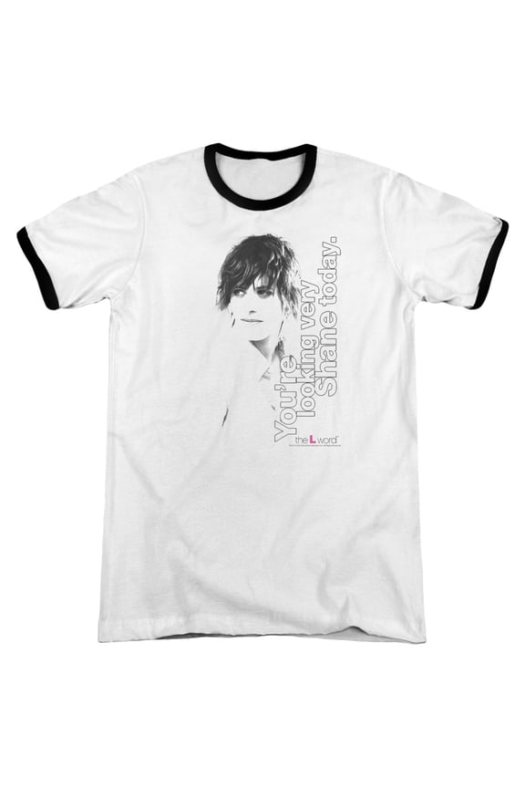 The L Word Looking Shane Today Adult Ringer T-Shirt White Black