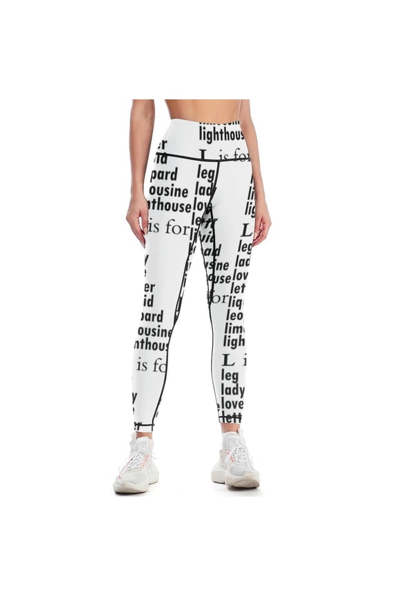 The L is for leg: Alphabet a-z Words - Alphabet Words Leggings joggers for Women's fitness Womens Leggings