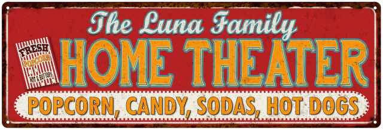 The LUNA Family Home Theater Sign Gift 6x18 Metal Movies Decor ...