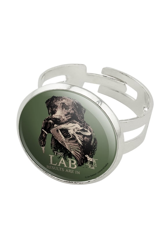 The Lab Results are in Labrador Duck Hunting Silver Plated Adjustable Novelty Ring