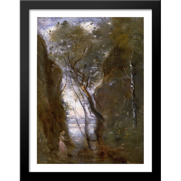 The Lac de Nemi 28x38 Large Black Wood Framed Print Art by Camille Corot