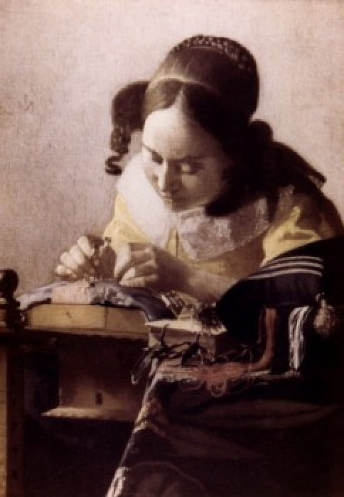 The Lace Maker by Jan Vermeer of Delft c 1664 France Paris Musee du Louvre Canvas Art - Jan Vermeer of Delft (24 x 36)