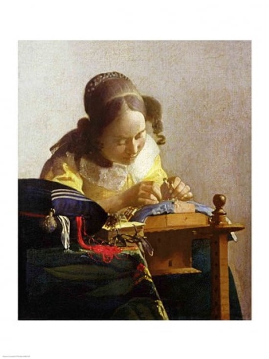 The Lacemaker Canvas Art - Johannes Vermeer (18 x 24)