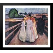 The Ladies on the Bridge 32x28 Large Black Wood Framed Print Art by Edvard Munch