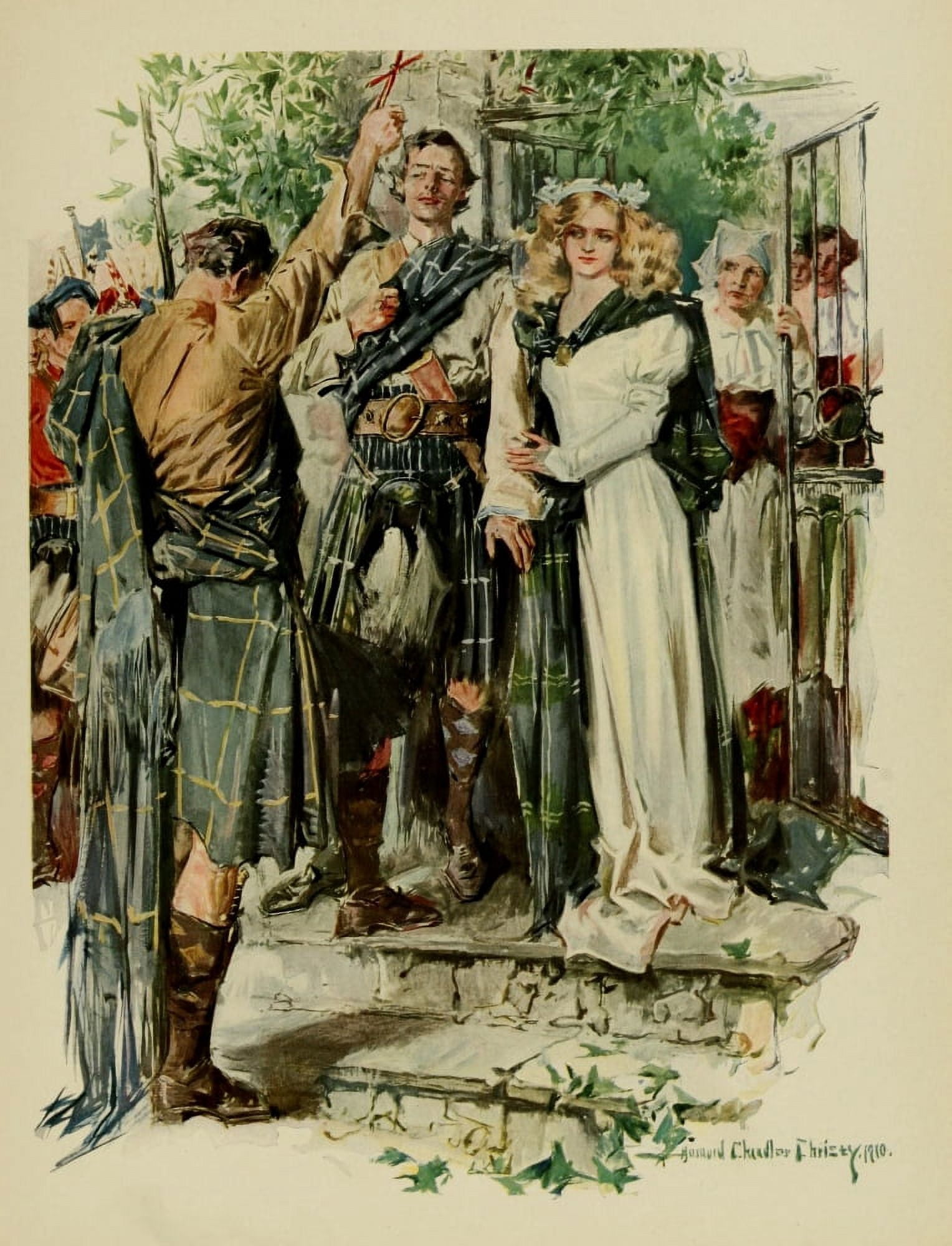 The Lady of the Lake 1910 Scottish Wedding Canvas Art - Howard Chandler Christy (18 x 24)