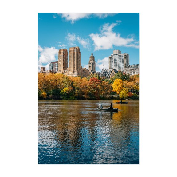 The Lake 07 - Manhattan New York Photography Autumn Cityscape Boat Skyline Scenic Architecture Travel Poster Unframed Wall Art Print 32 x 48 inches