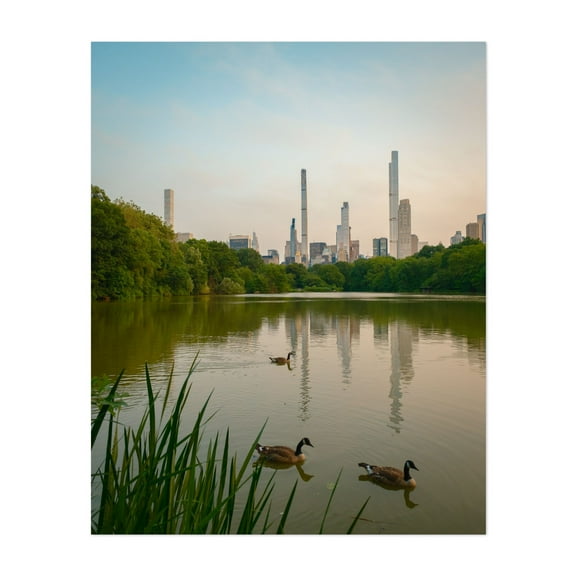 The Lake at Sunset, Central Park 02 - Manhattan New York Photography Unframed Wall Art Print 16 x 20 inches