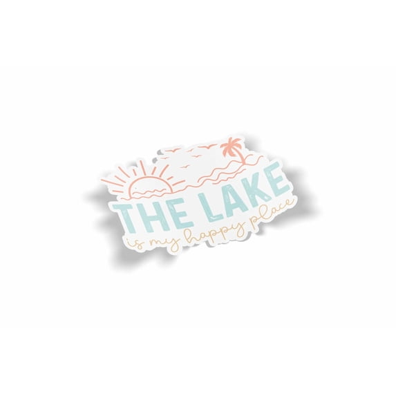 The Lake is My Happy Place Waterproof Sticker