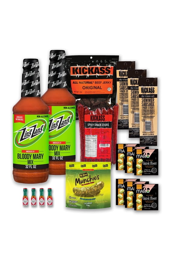 18 Piece Ultimate Bloody Mary Gift Box with Zing Zang - Just Add Vodka - Gifts for Men