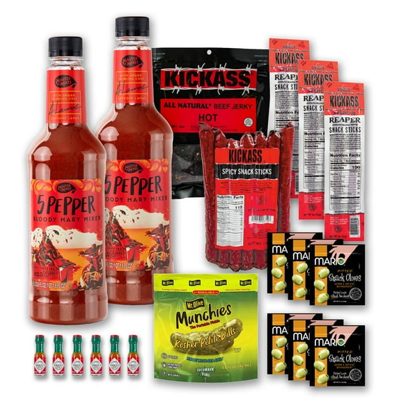 The LakeHouse 20 Piece Extra Hot Ultimate Bloody Mary Gift Box - Just add Vodka - Hot and Spicy Gifts for Men