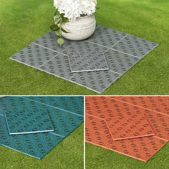 The Lakeside Collection 11-3/4" x 11-3/4" Terra Cotta Polypropylene Patio Walkway Tiles, 10 Pack